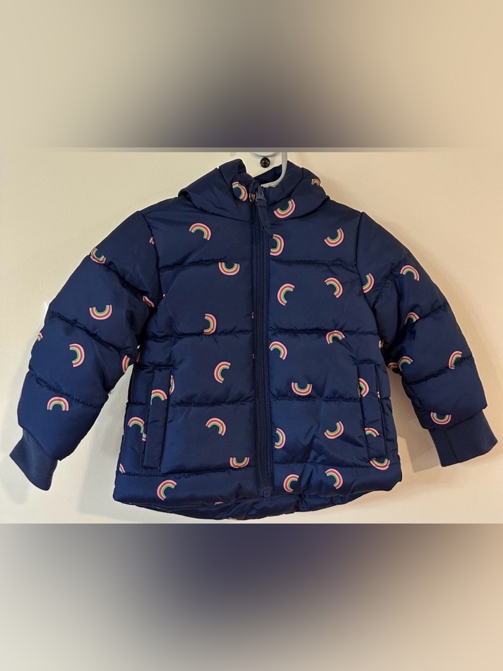 Okie Dokie Girls Navy Rainbow Heavyweight Puffer Jacket NWT Size 24M